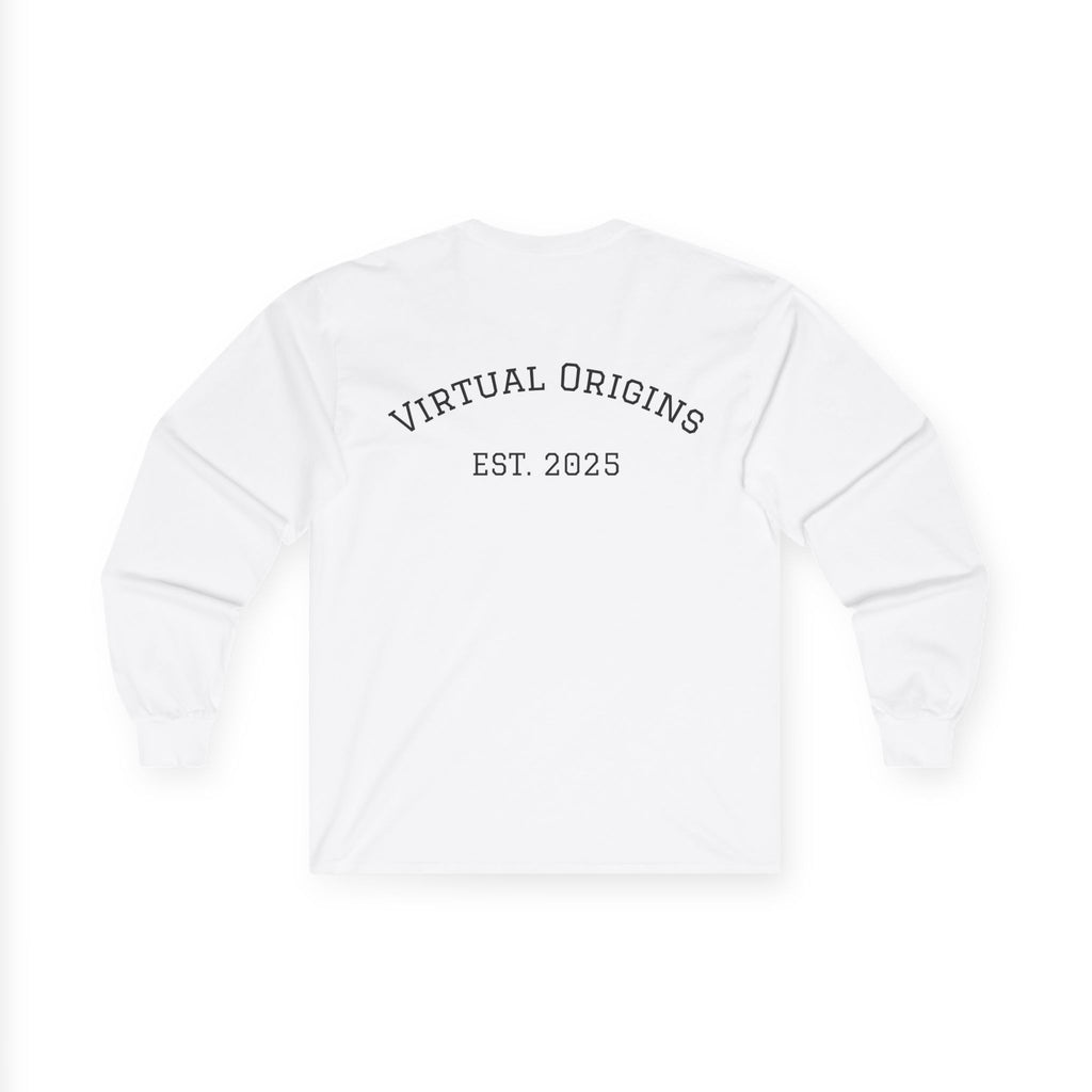Long Sleeve Tee — 'Virtual Origins Est. 2025' Retro Adventure Graphic
