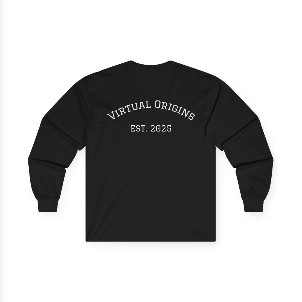 Long Sleeve Tee — 'Virtual Origins Est. 2025' Retro Adventure Graphic