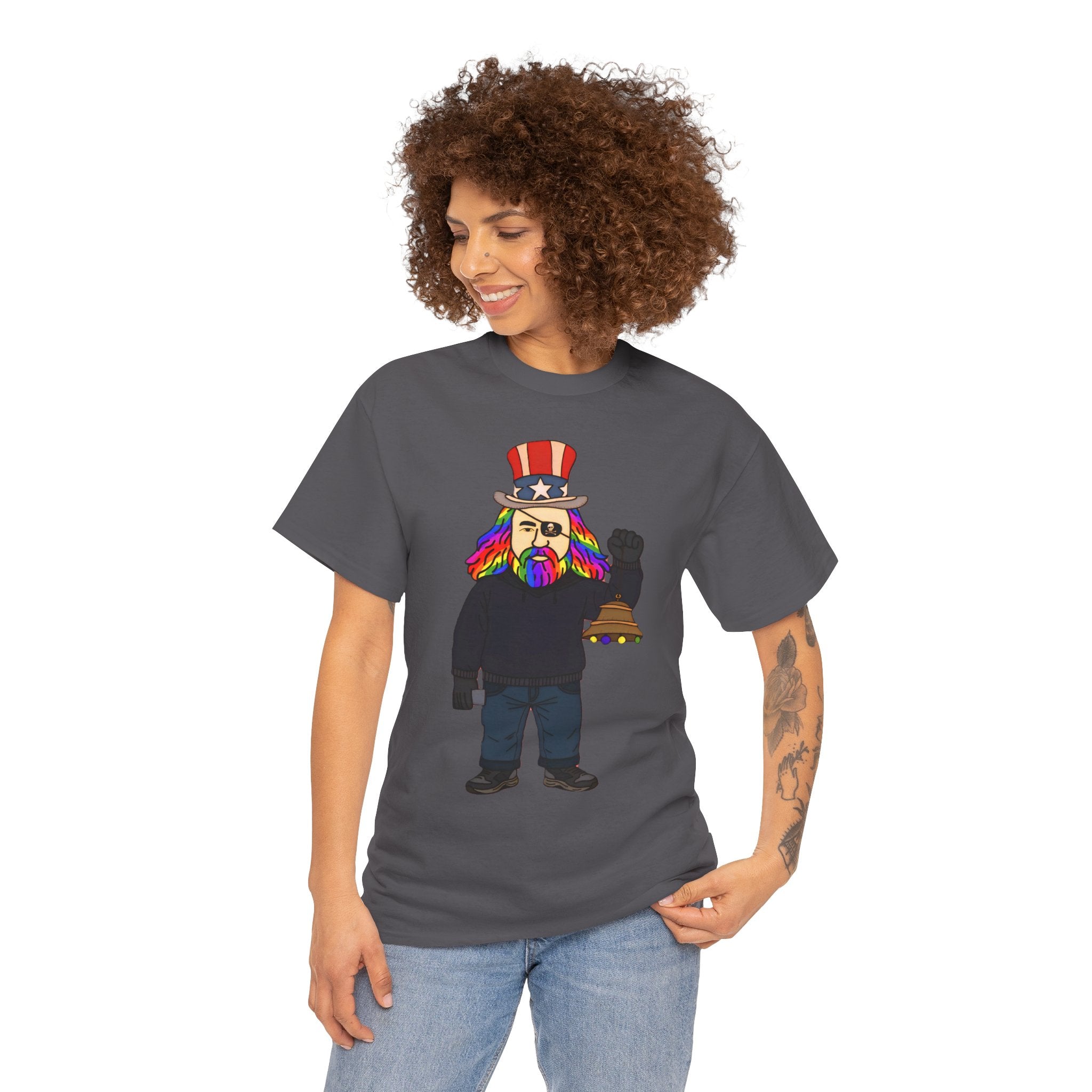 Patriotic David Tee —VOC Rainbow Beard Uncle Sam Graphic T‑Shirt
