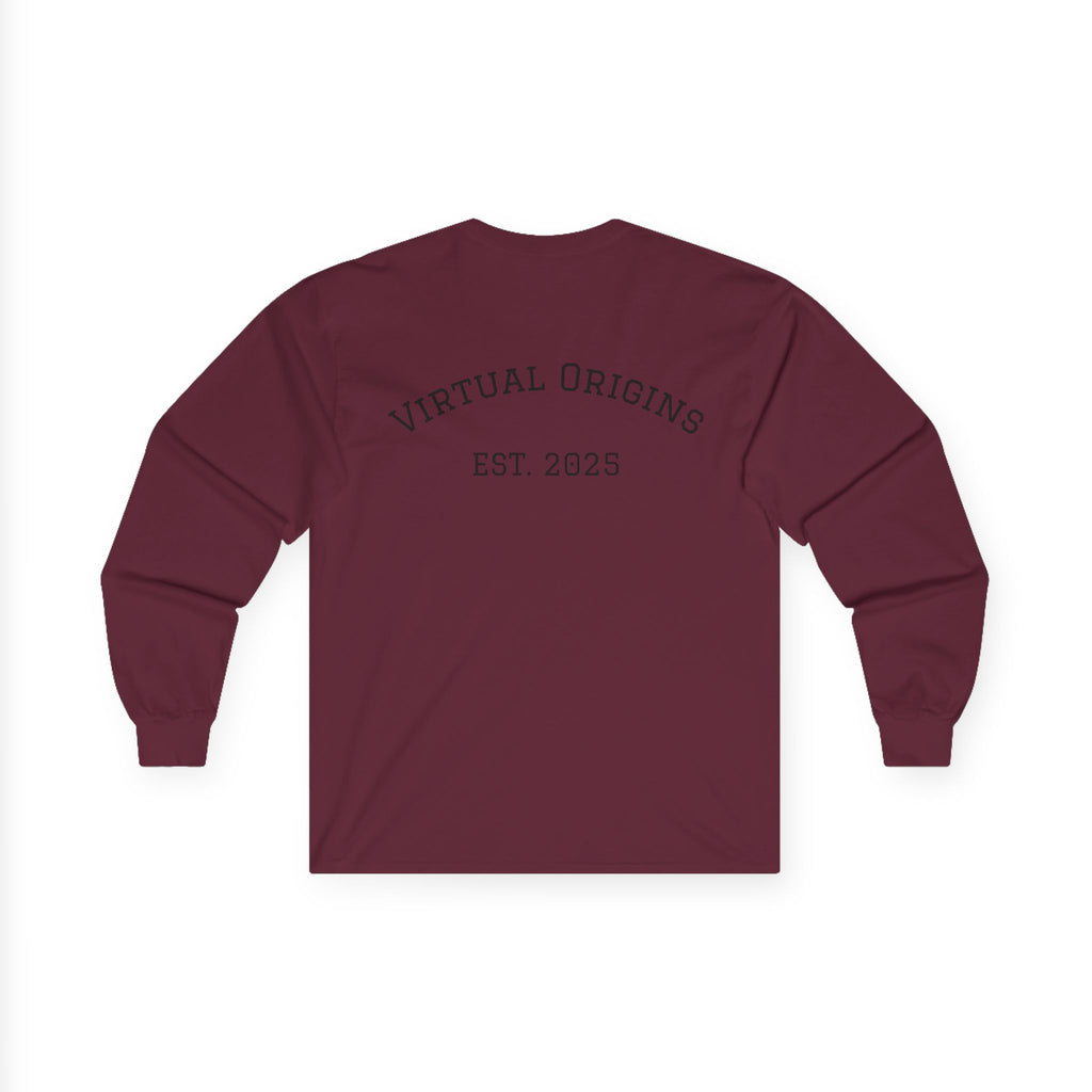 Long Sleeve Tee — 'Virtual Origins Est. 2025' Retro Adventure Graphic