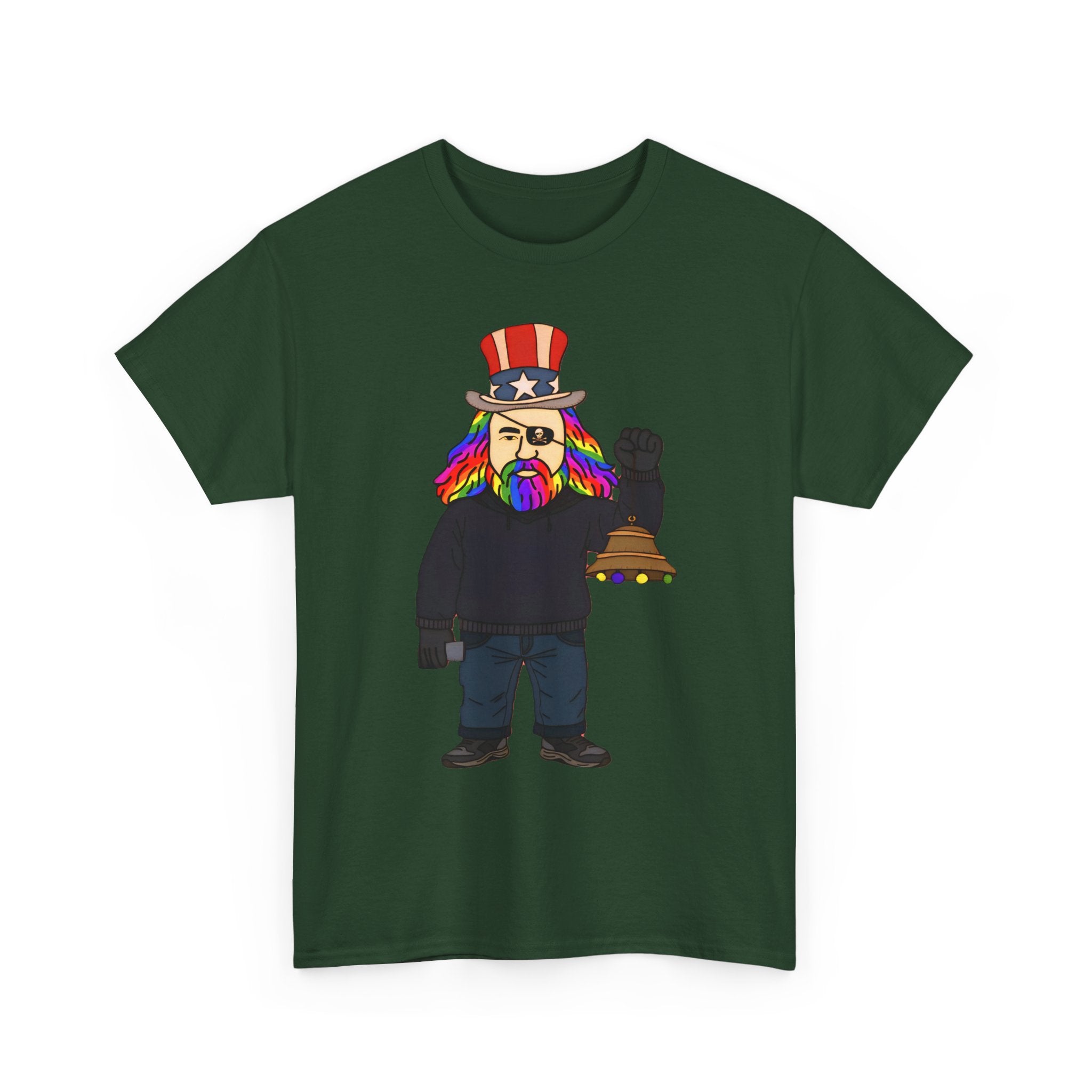 Patriotic David Tee —VOC Rainbow Beard Uncle Sam Graphic T‑Shirt