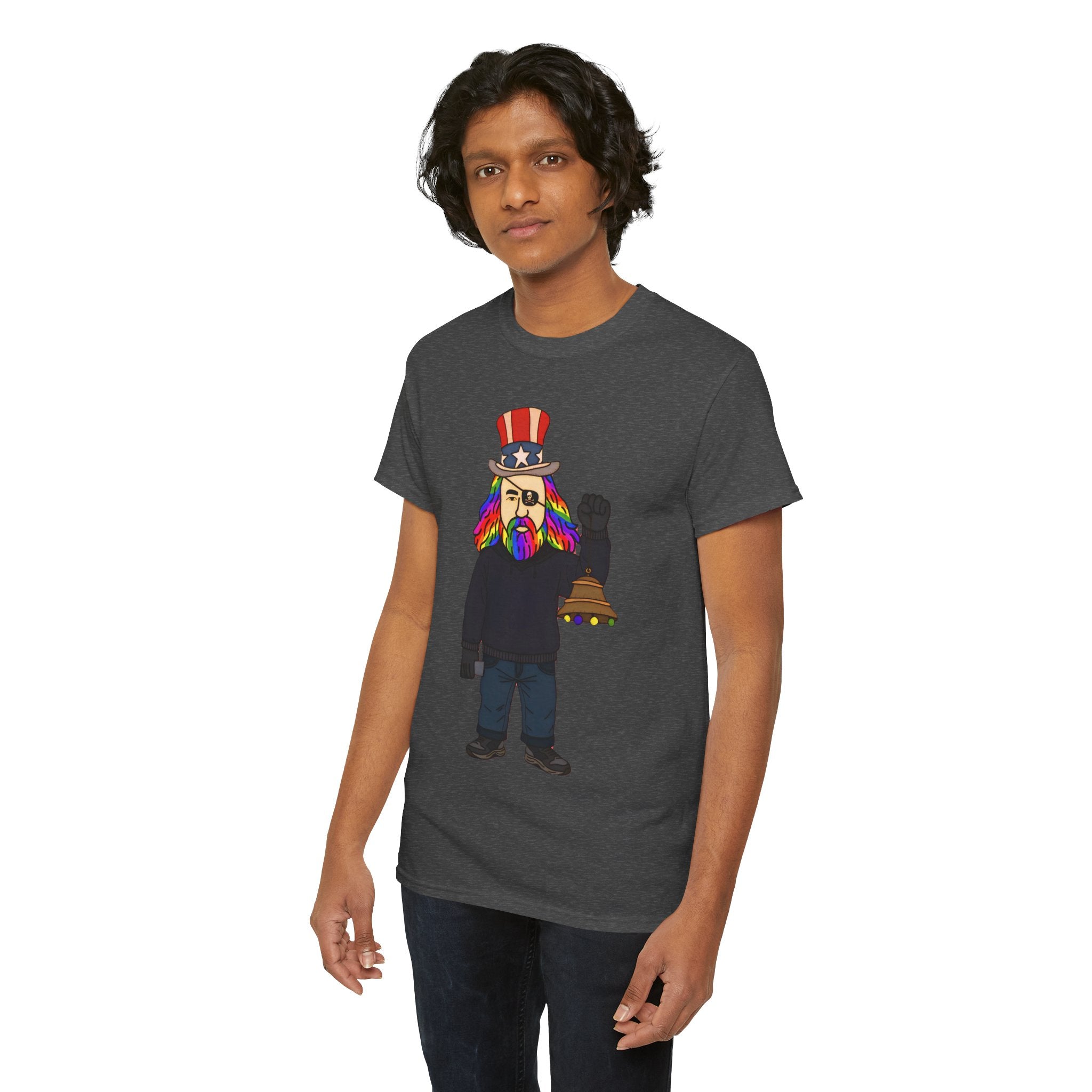 Patriotic David Tee —VOC Rainbow Beard Uncle Sam Graphic T‑Shirt