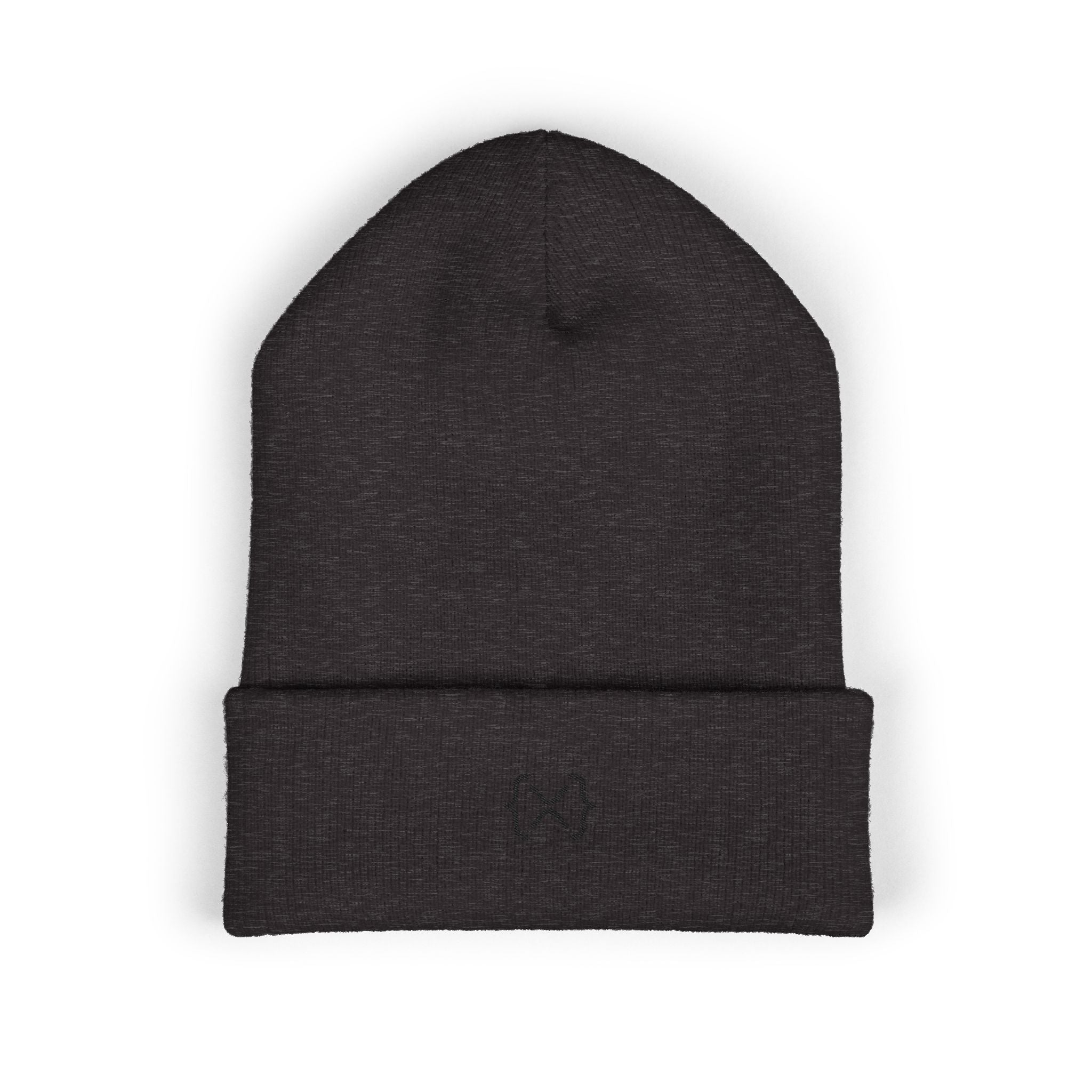 Minimalist Embroidered Cuffed Beanie — Small Bracket Logo