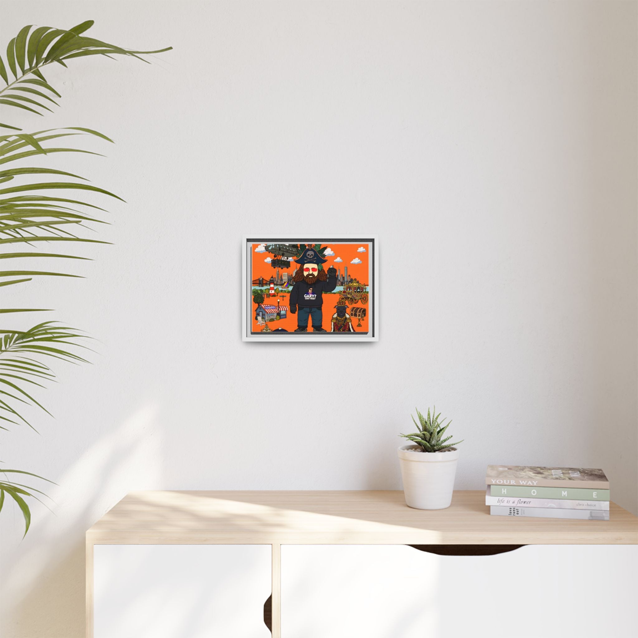 Framed Matte Canvas Art — Pirate Gary Cityscape Illustration