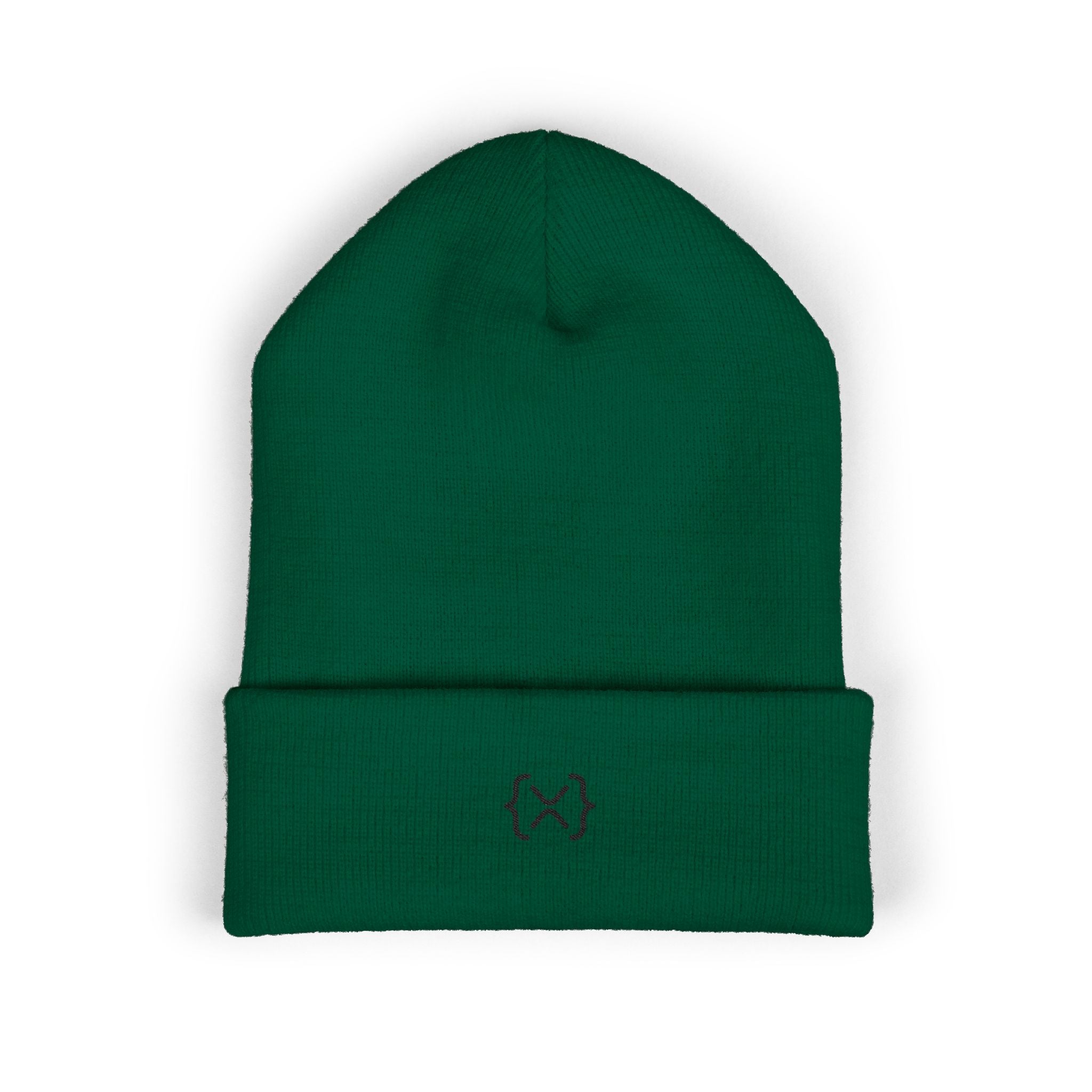Minimalist Embroidered Cuffed Beanie — Small Bracket Logo
