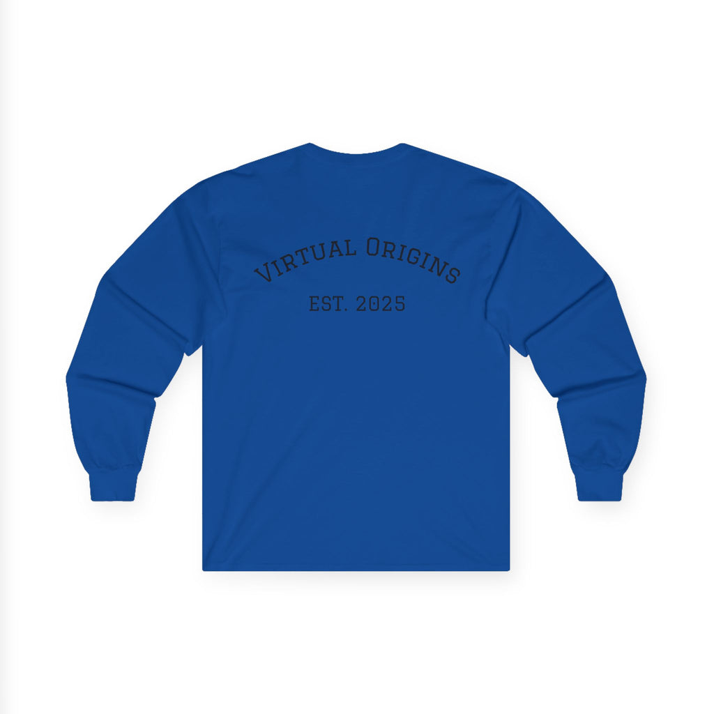 Long Sleeve Tee — 'Virtual Origins Est. 2025' Retro Adventure Graphic
