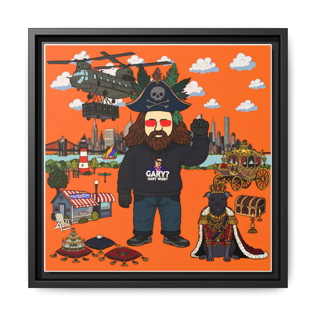 Framed Matte Canvas Art — Pirate Gary Cityscape Illustration