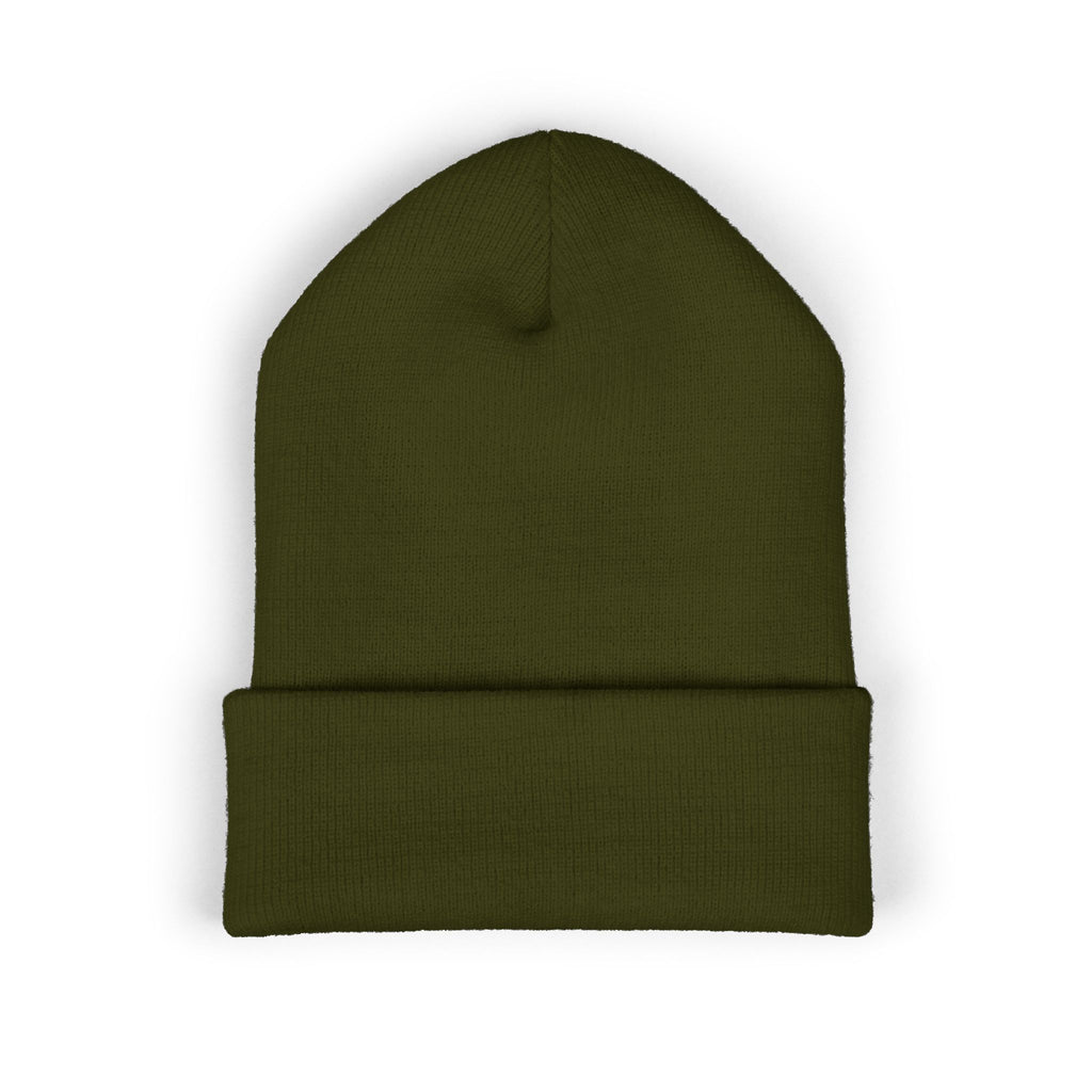 Minimalist Embroidered Cuffed Beanie — Small Bracket Logo