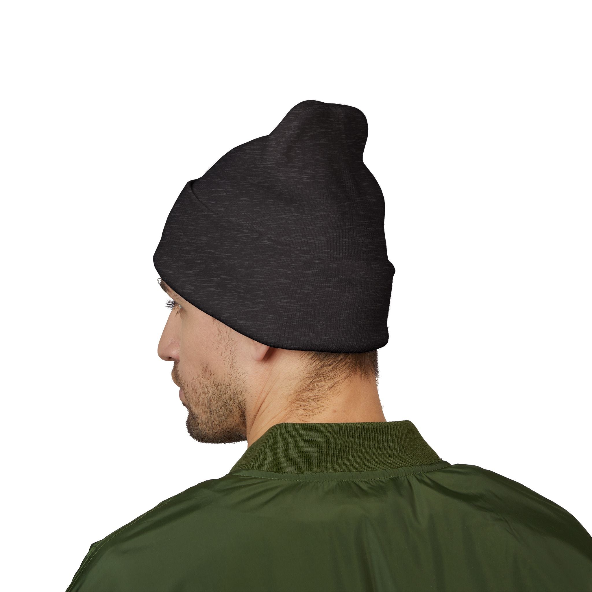Minimalist Embroidered Cuffed Beanie — Small Bracket Logo