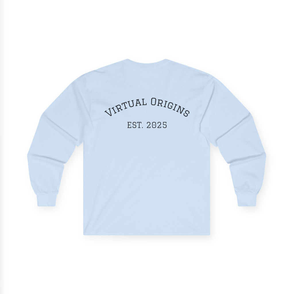 Long Sleeve Tee — 'Virtual Origins Est. 2025' Retro Adventure Graphic