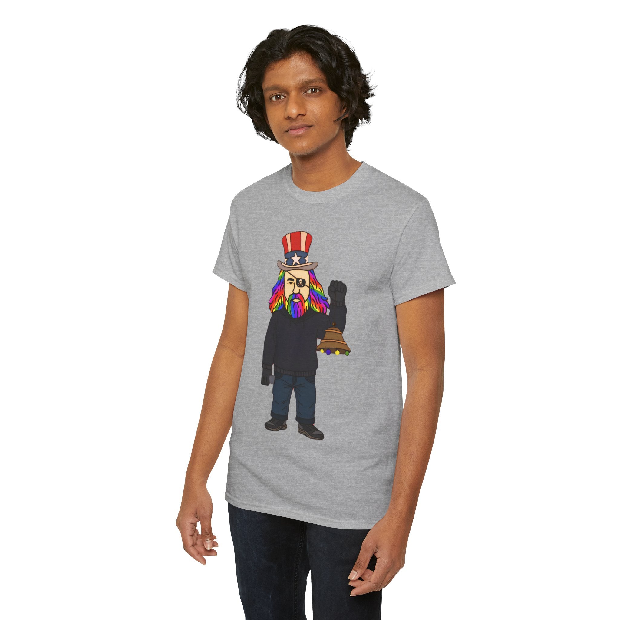 Patriotic David Tee —VOC Rainbow Beard Uncle Sam Graphic T‑Shirt