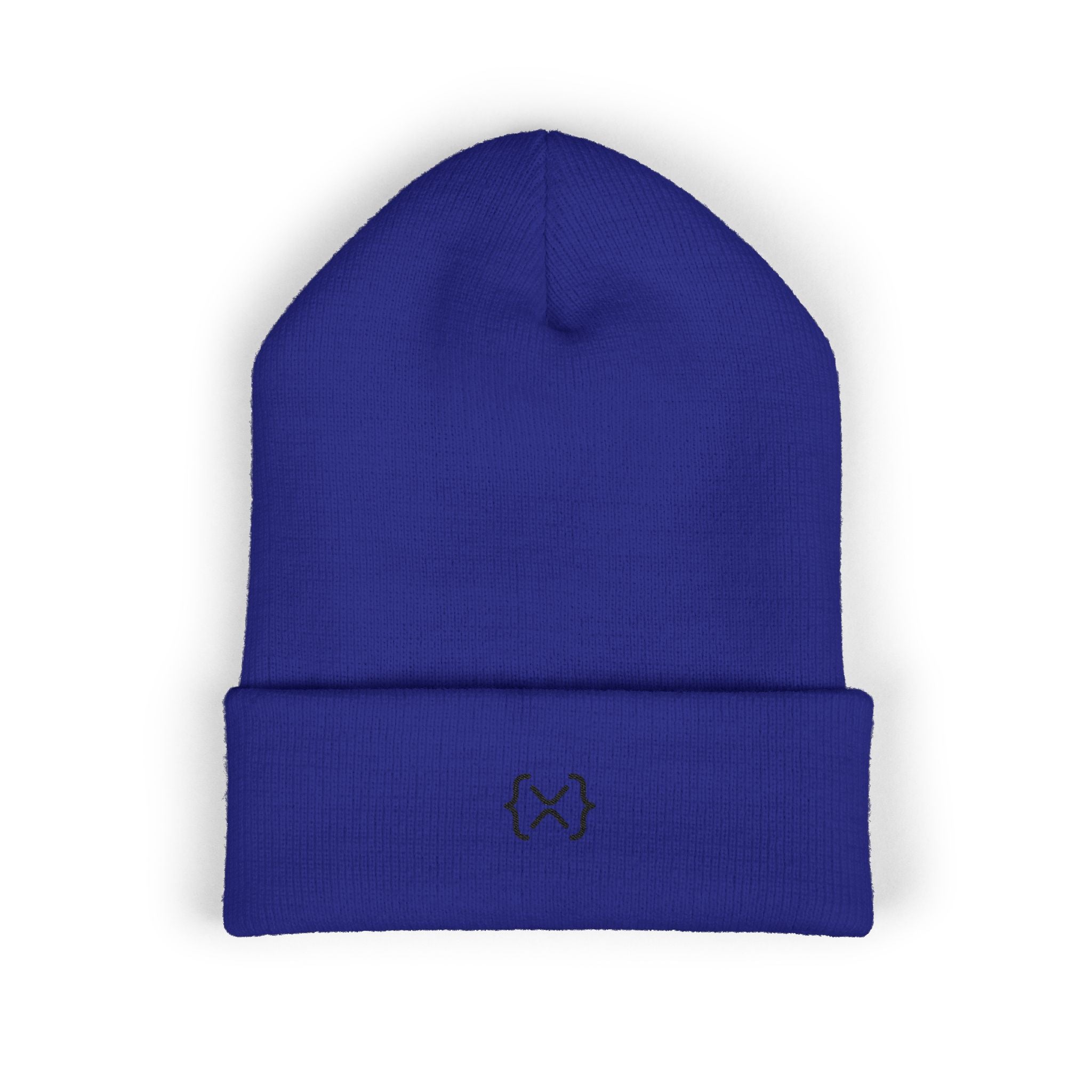 Minimalist Embroidered Cuffed Beanie — Small Bracket Logo