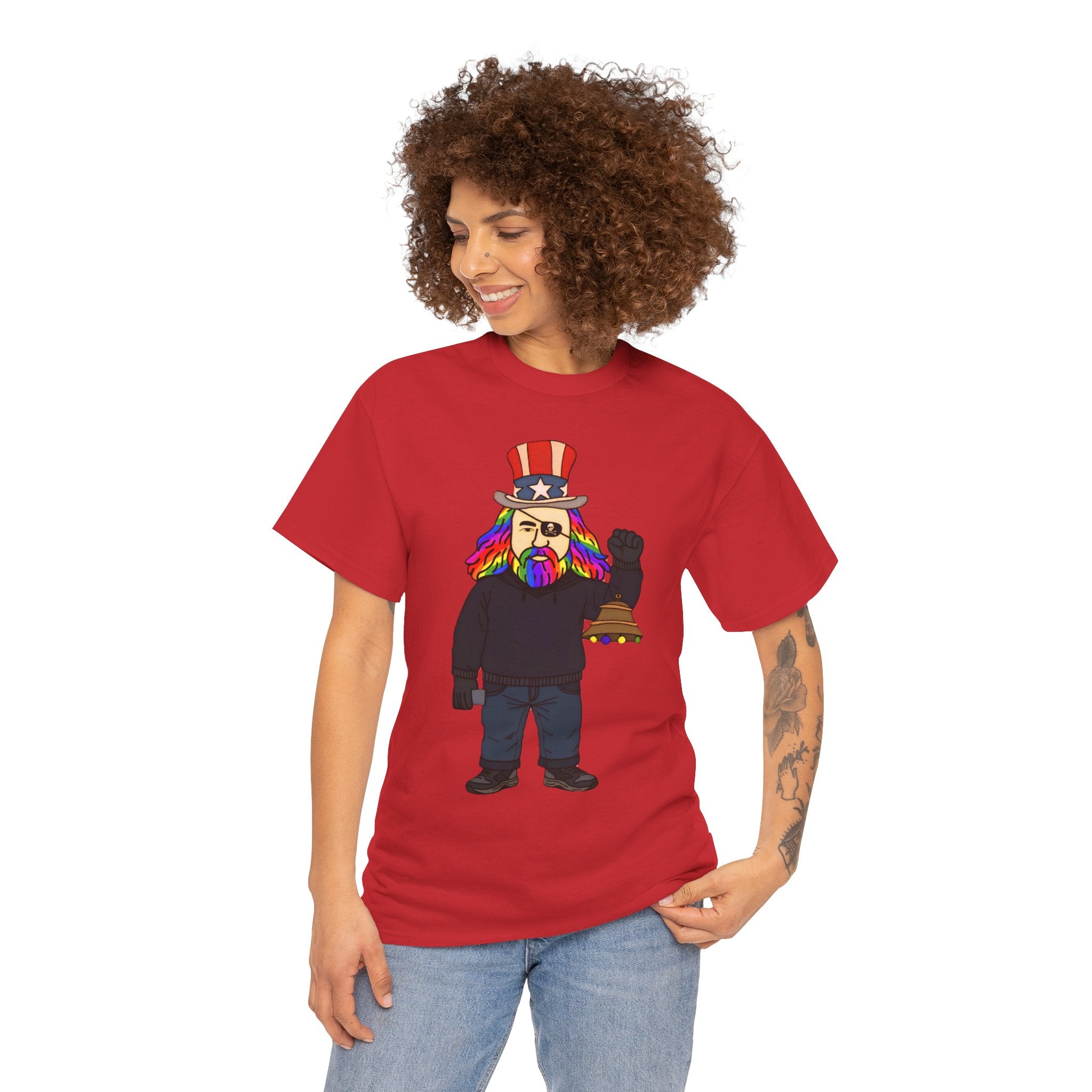 Patriotic David Tee —VOC Rainbow Beard Uncle Sam Graphic T‑Shirt
