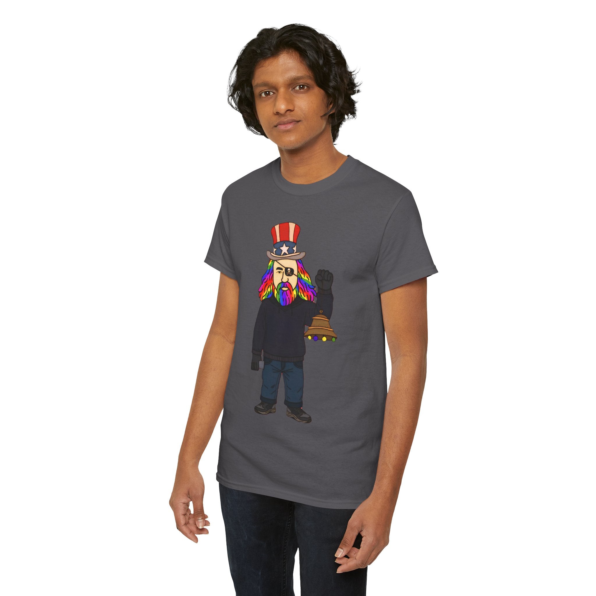 Patriotic David Tee —VOC Rainbow Beard Uncle Sam Graphic T‑Shirt