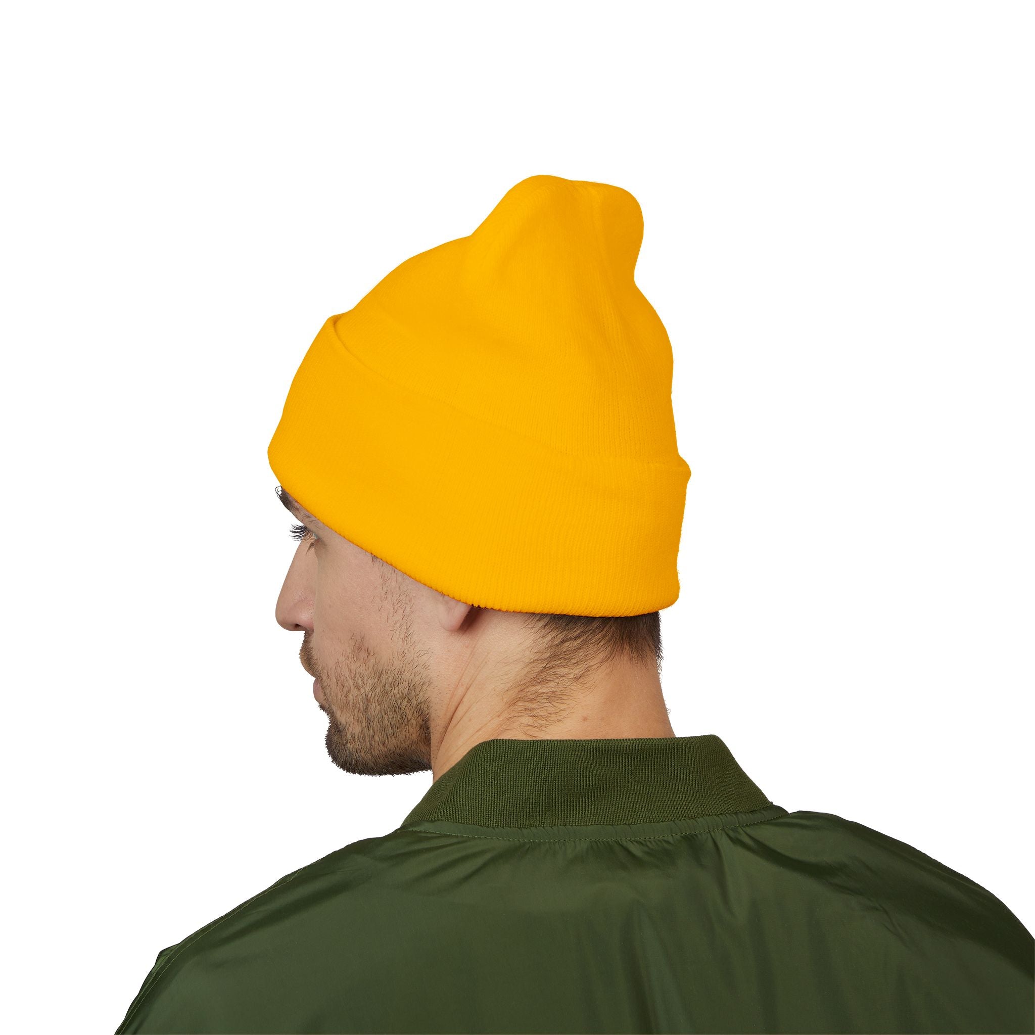 Minimalist Embroidered Cuffed Beanie — Small Bracket Logo