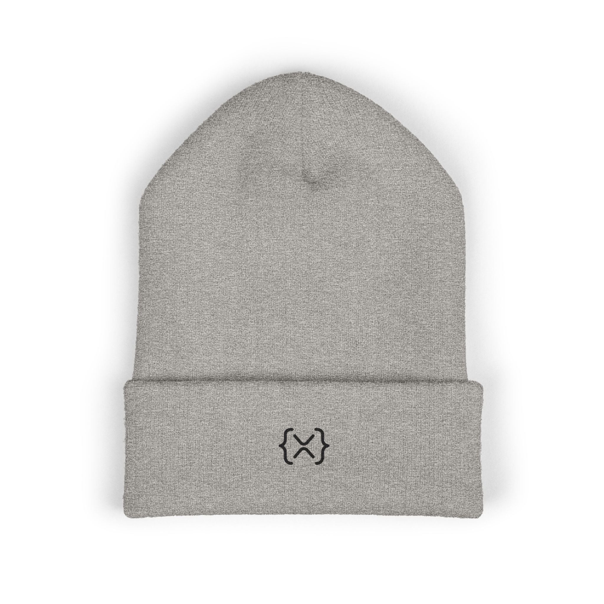 Minimalist Embroidered Cuffed Beanie — Small Bracket Logo