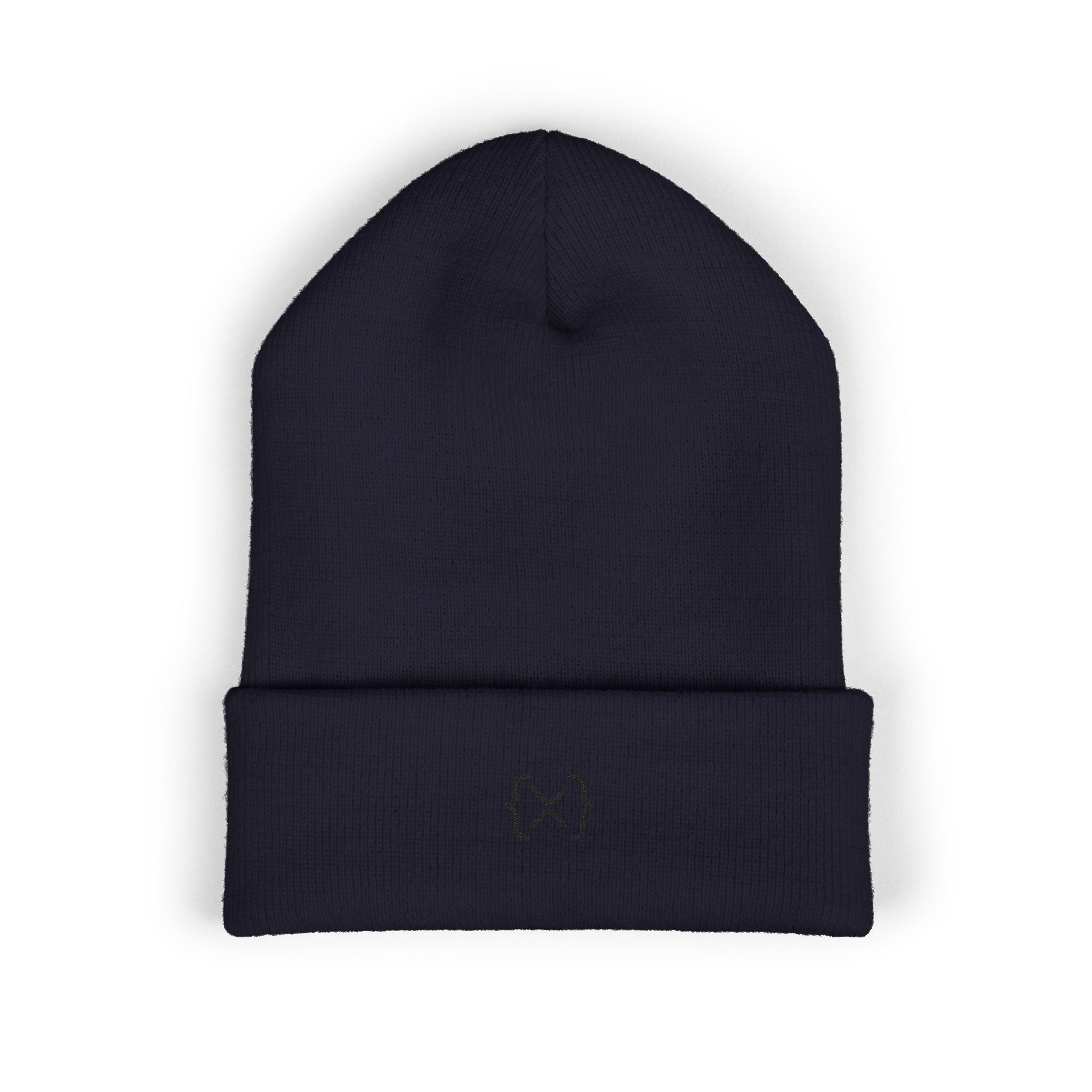 Minimalist Embroidered Cuffed Beanie — Small Bracket Logo