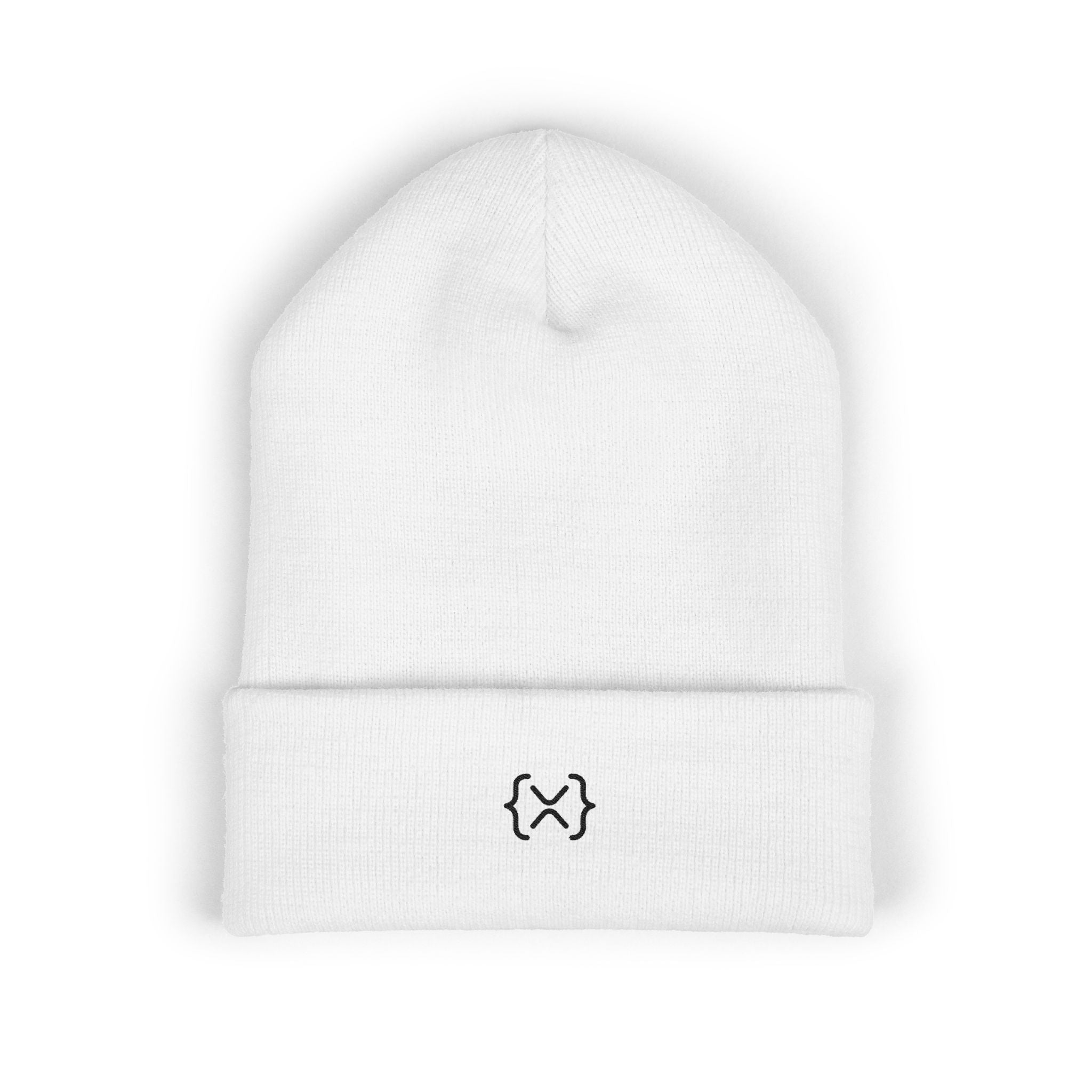 Minimalist Embroidered Cuffed Beanie — Small Bracket Logo