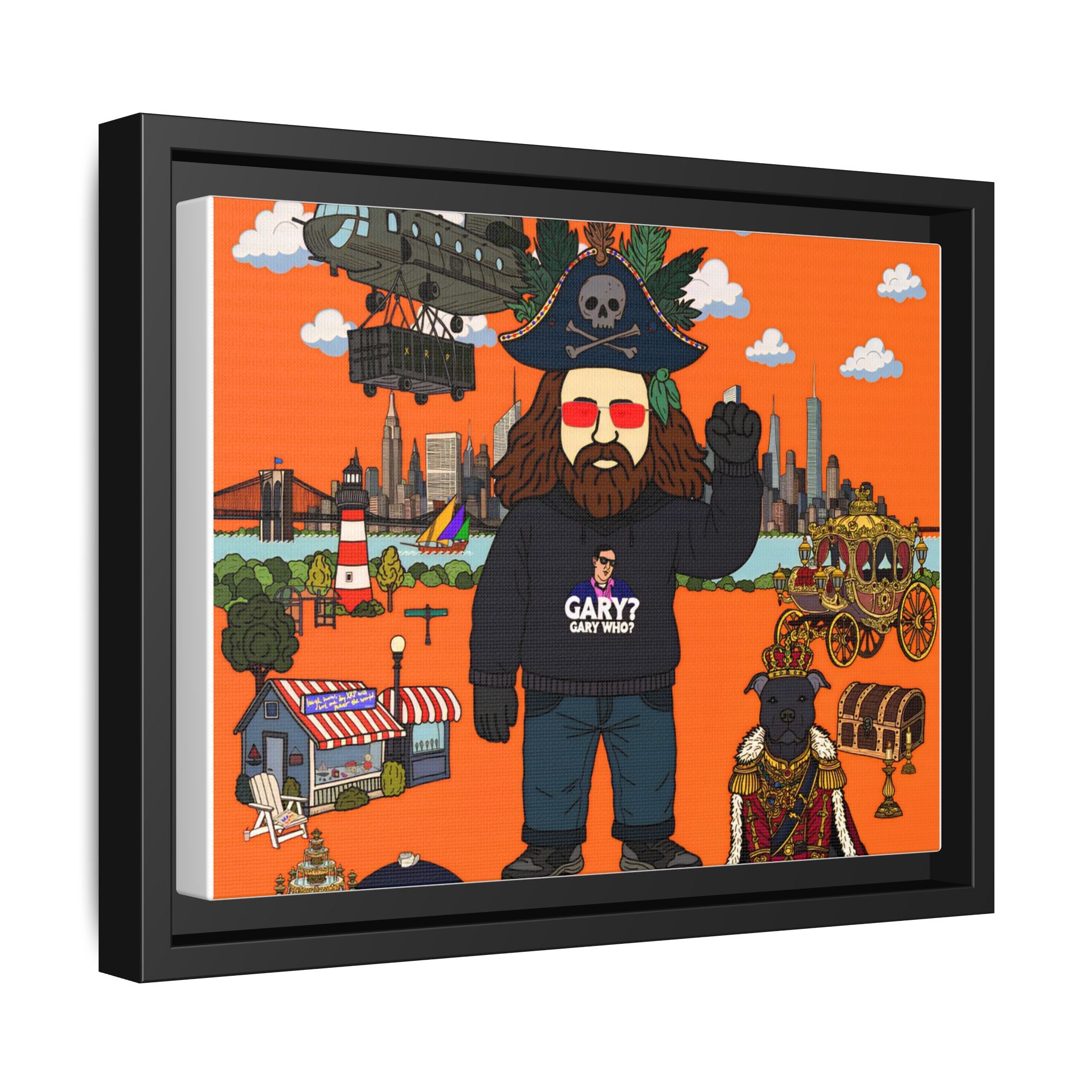 Framed Matte Canvas Art — Pirate Gary Cityscape Illustration