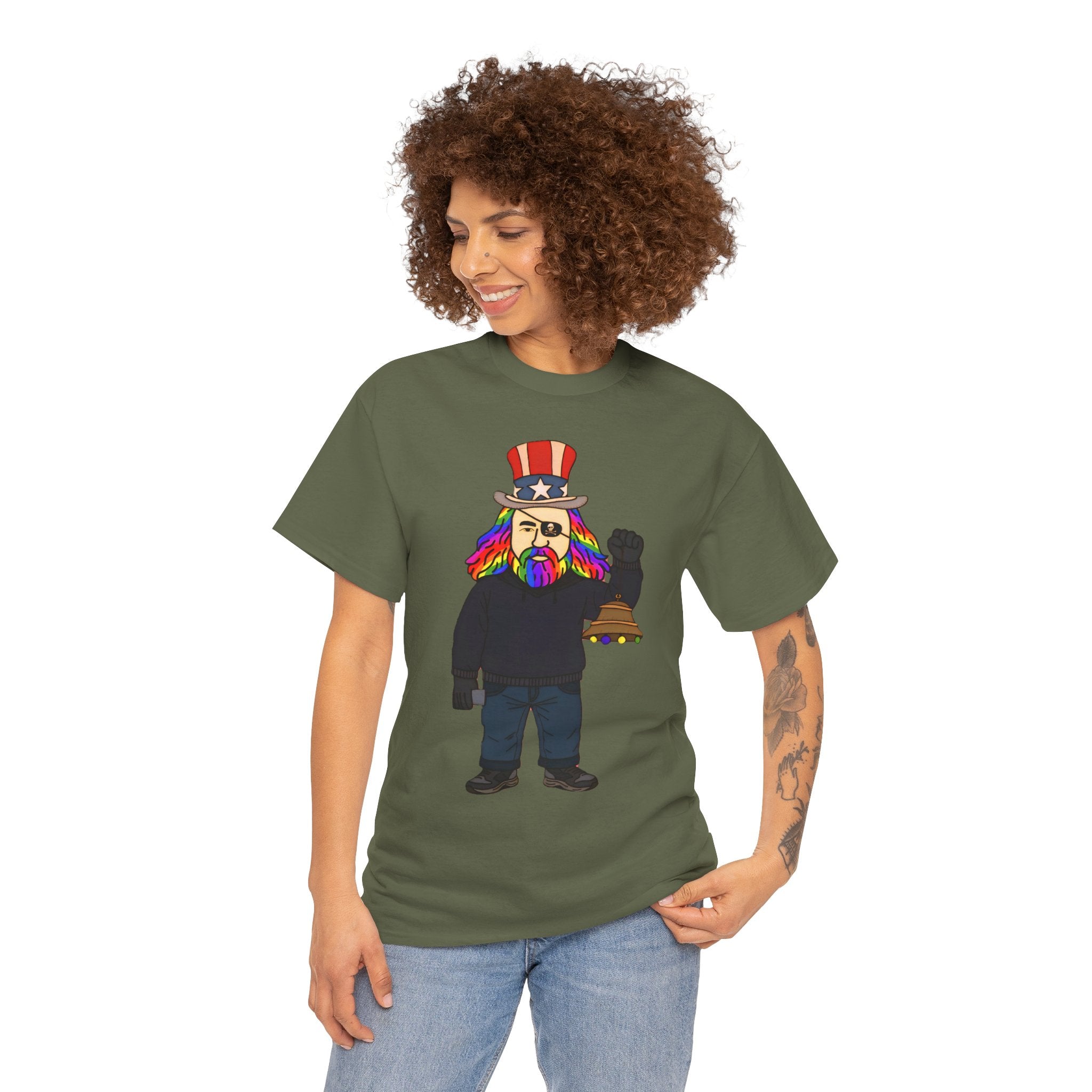 Patriotic David Tee —VOC Rainbow Beard Uncle Sam Graphic T‑Shirt