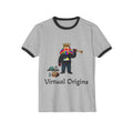 Virtual Origins Ringer T-Shirt — Colorful Crowned Character Graphic Tee