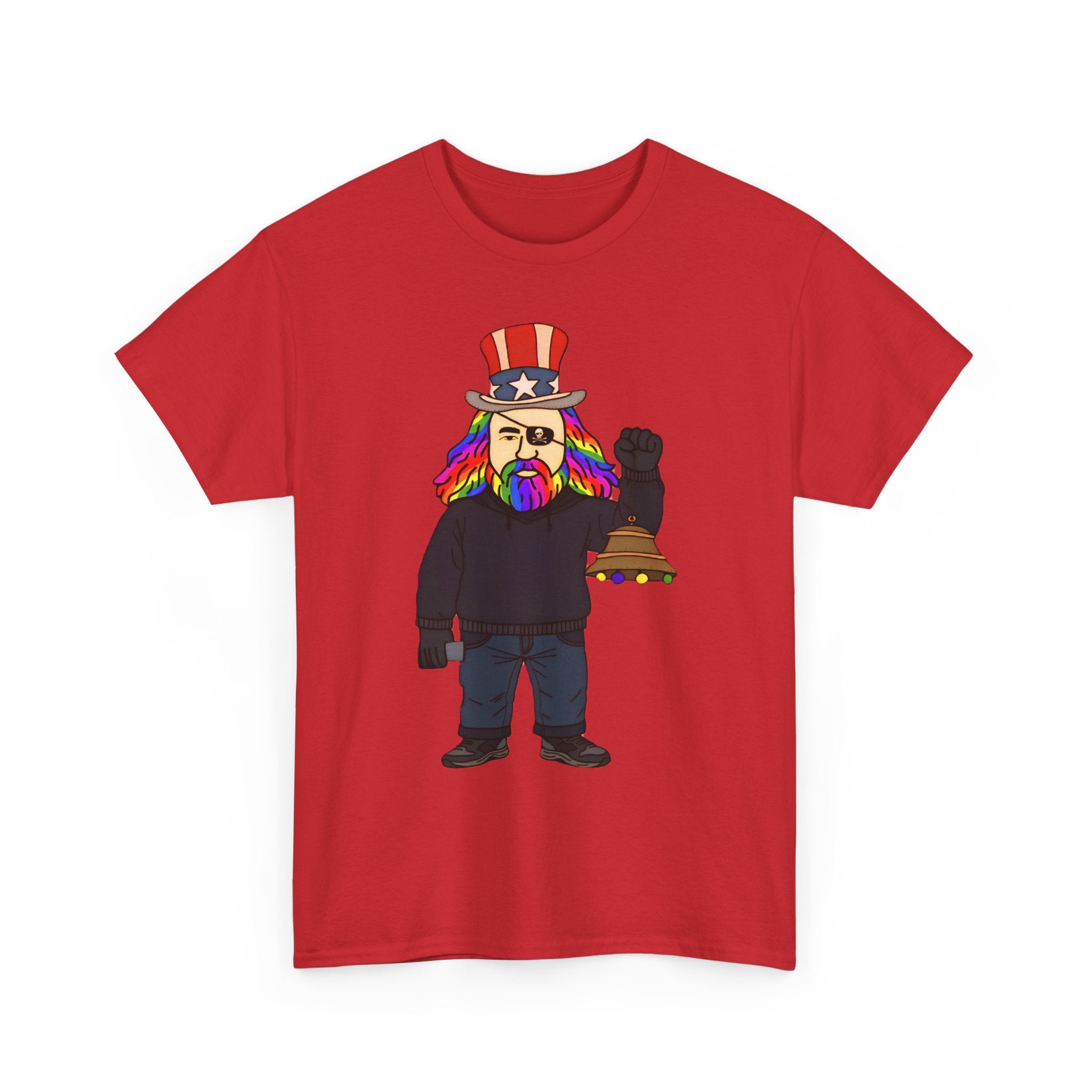 Patriotic David Tee —VOC Rainbow Beard Uncle Sam Graphic T‑Shirt