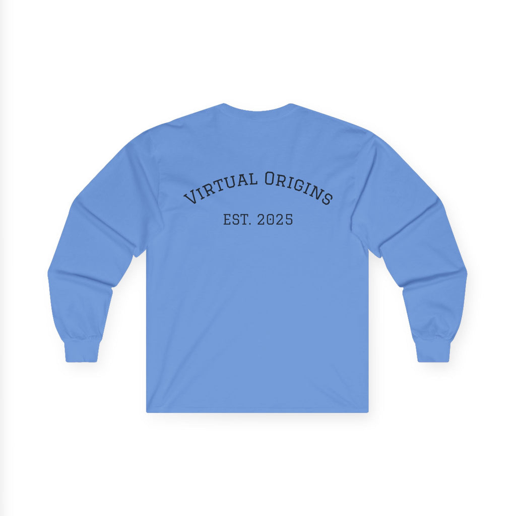 Long Sleeve Tee — 'Virtual Origins Est. 2025' Retro Adventure Graphic