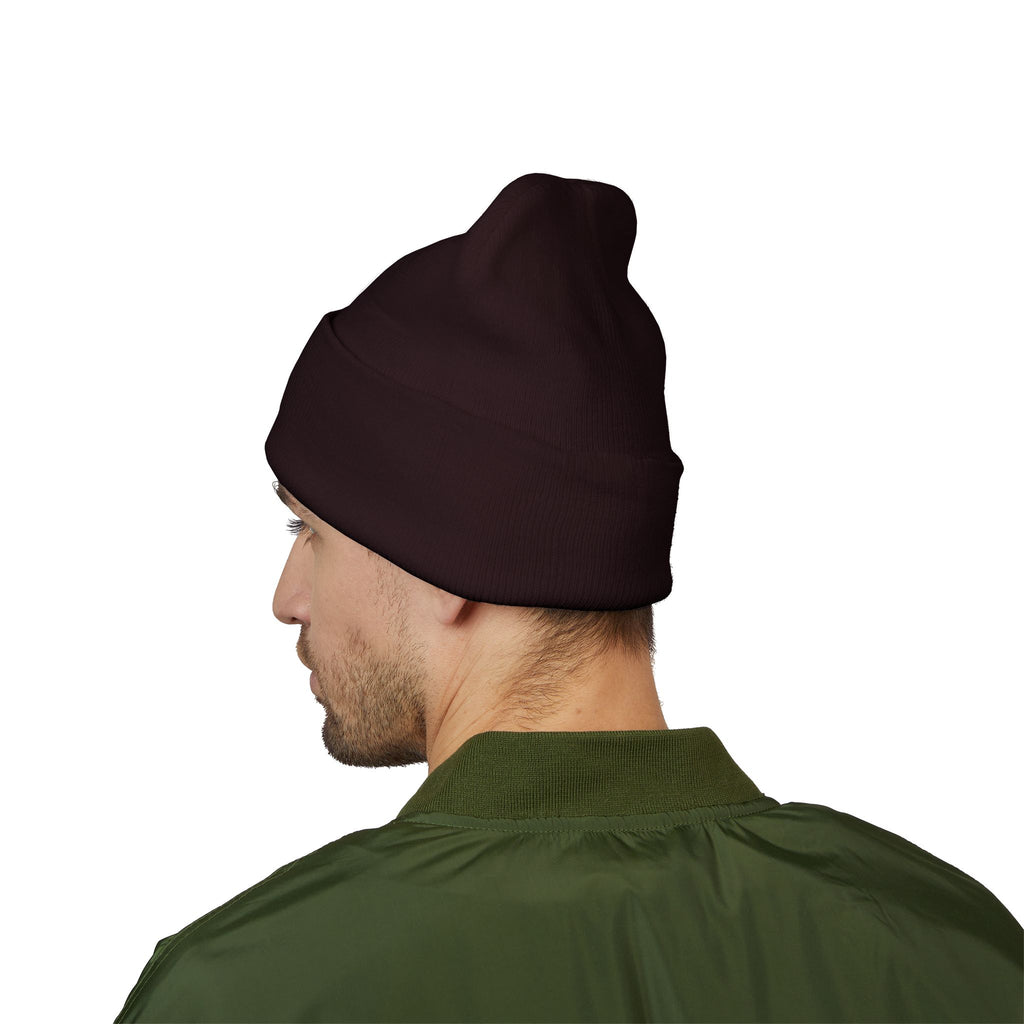 Minimalist Embroidered Cuffed Beanie — Small Bracket Logo