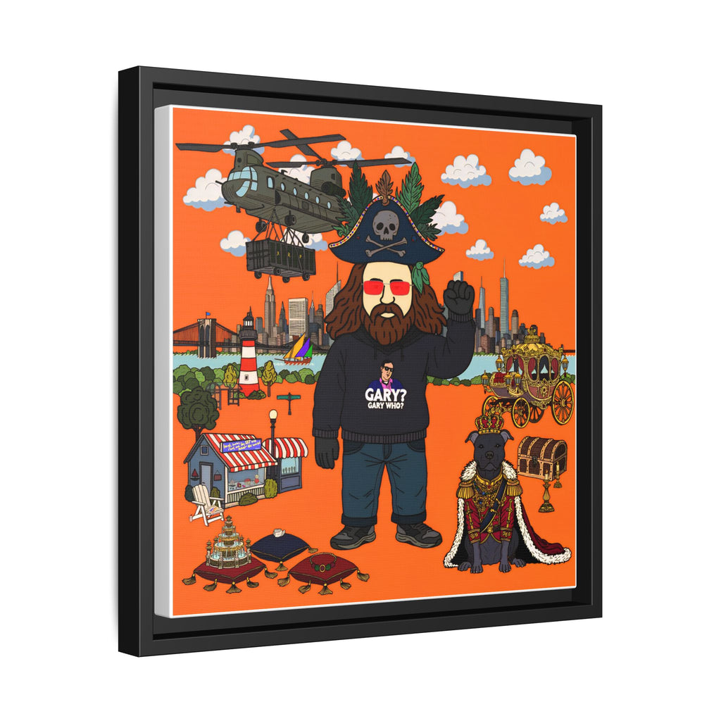 Framed Matte Canvas Art — Pirate Gary Cityscape Illustration