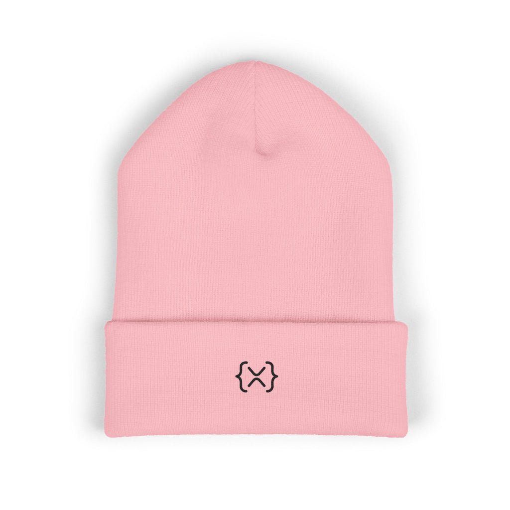 Minimalist Embroidered Cuffed Beanie — Small Bracket Logo