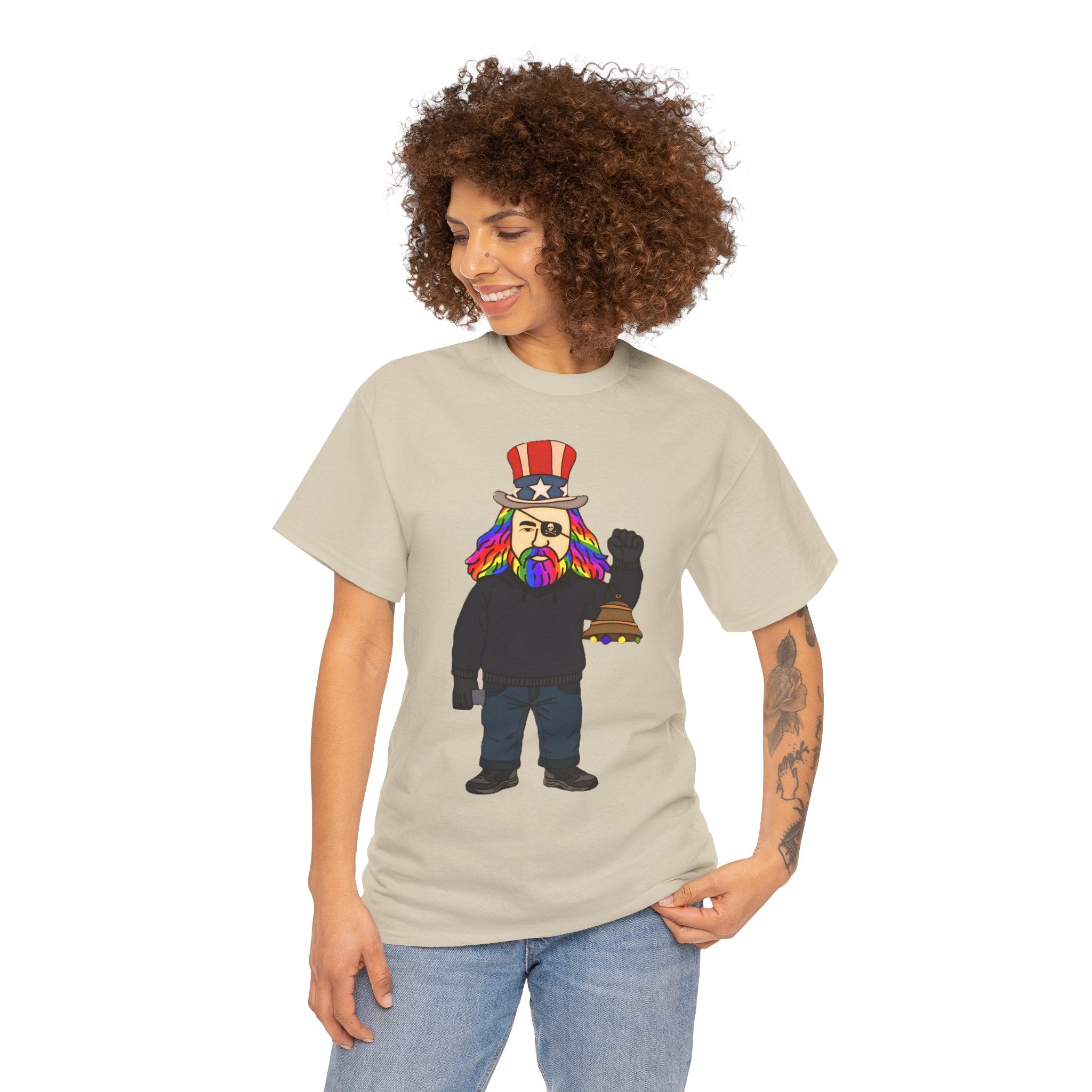 Patriotic David Tee —VOC Rainbow Beard Uncle Sam Graphic T‑Shirt