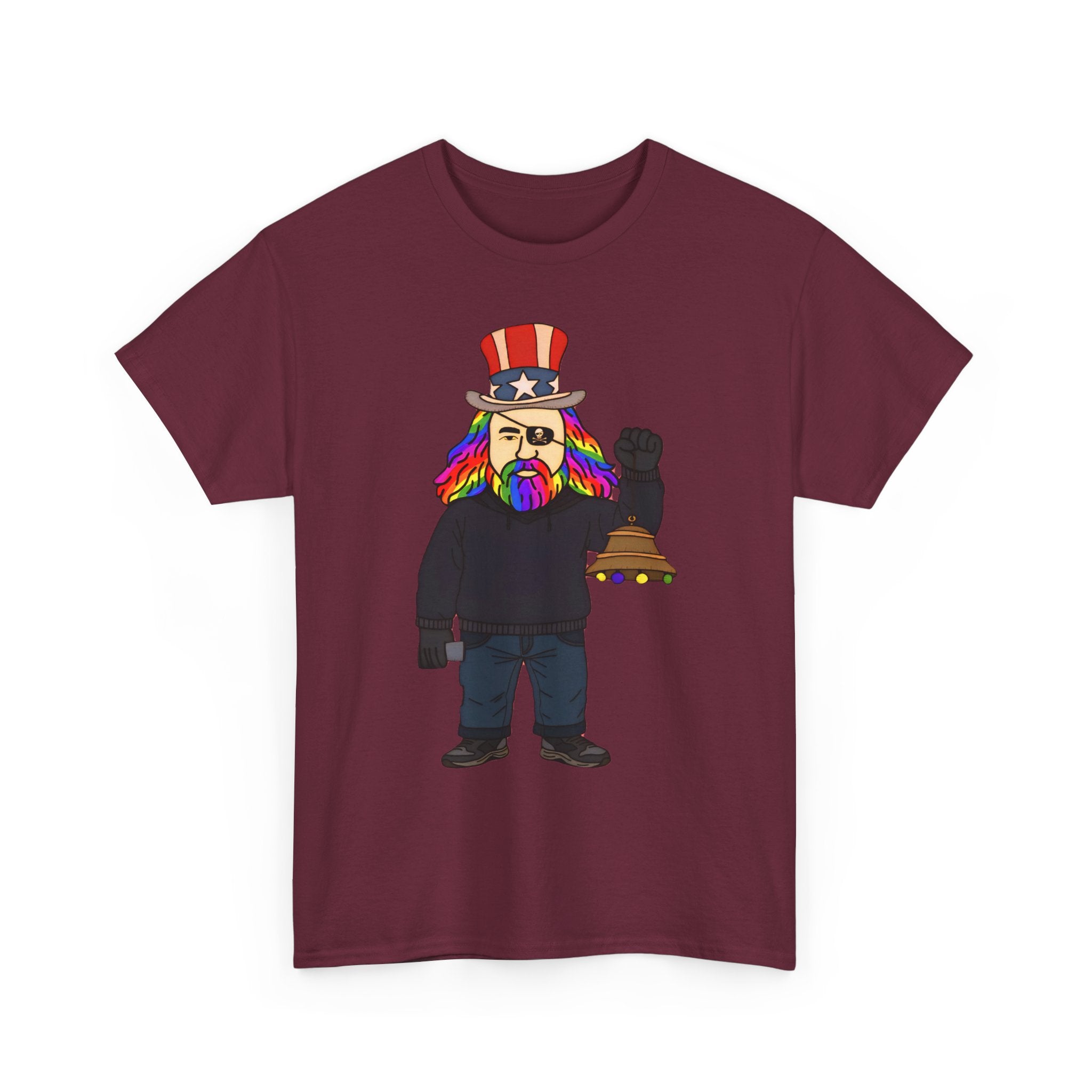 Patriotic David Tee —VOC Rainbow Beard Uncle Sam Graphic T‑Shirt