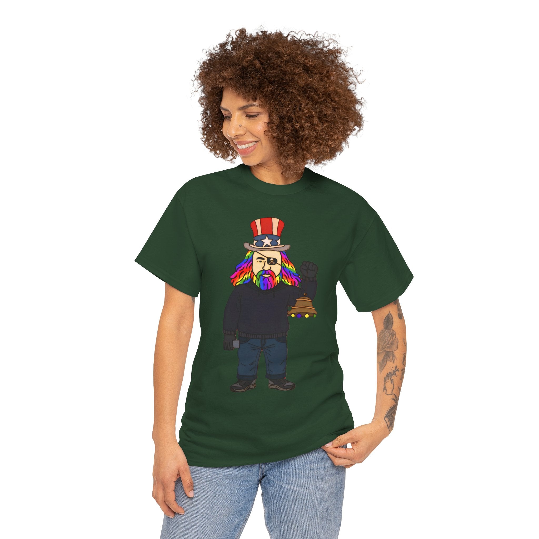 Patriotic David Tee —VOC Rainbow Beard Uncle Sam Graphic T‑Shirt