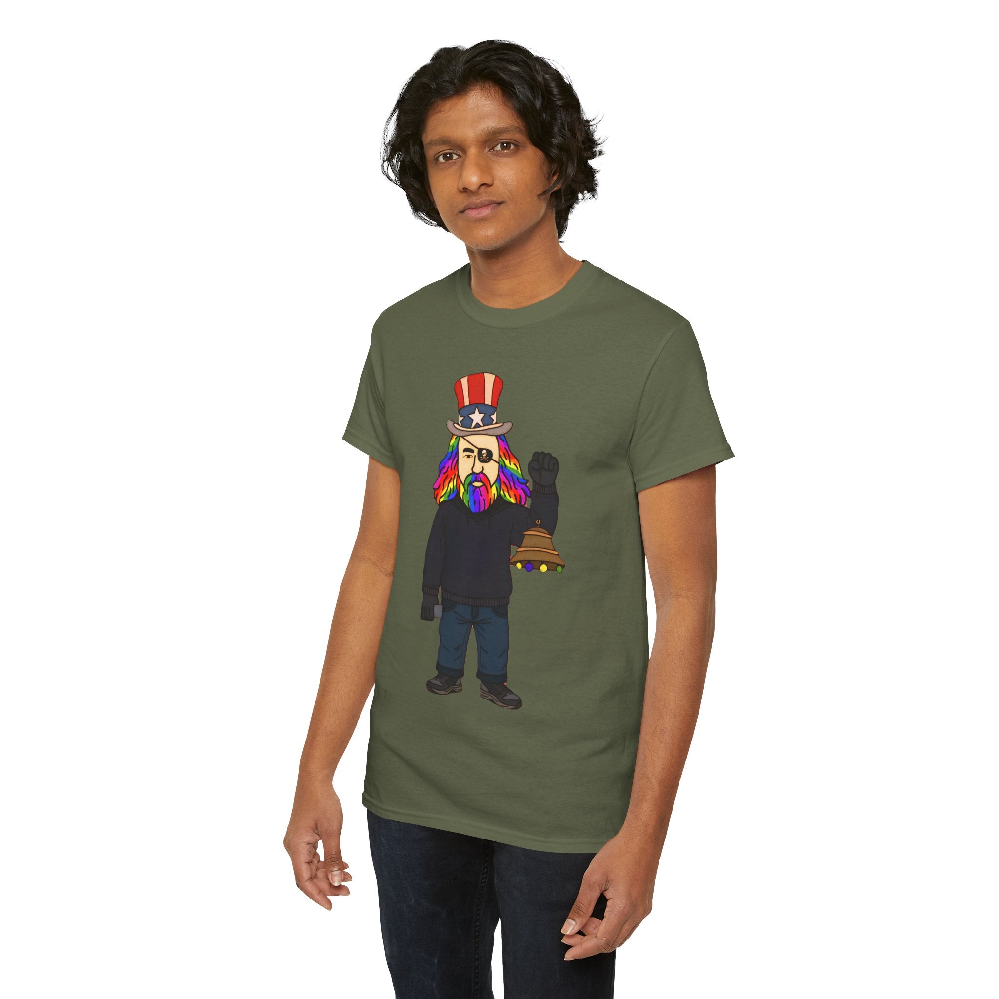 Patriotic David Tee —VOC Rainbow Beard Uncle Sam Graphic T‑Shirt