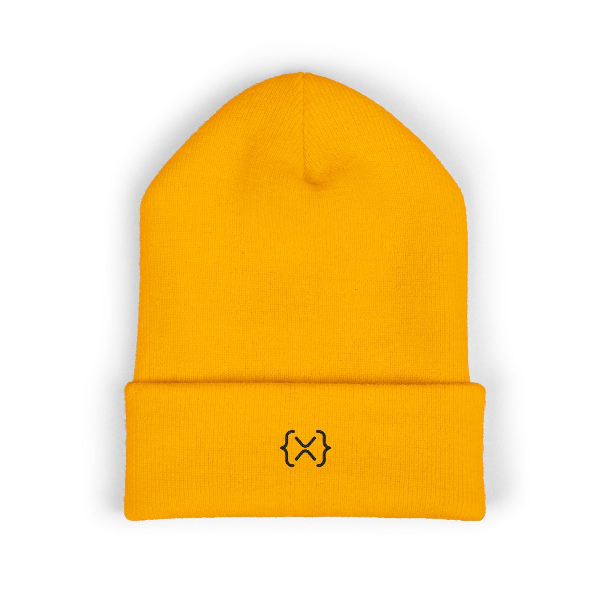 Minimalist Embroidered Cuffed Beanie — Small Bracket Logo