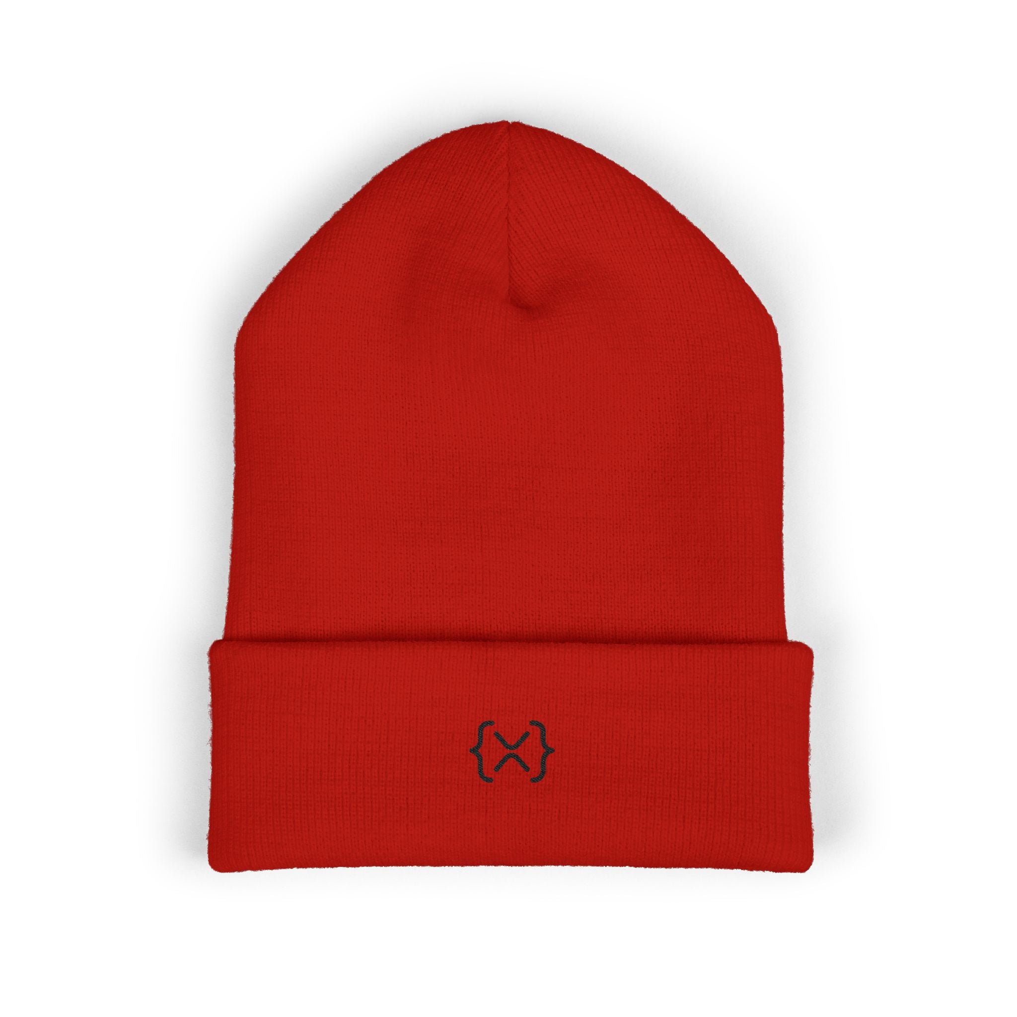 Minimalist Embroidered Cuffed Beanie — Small Bracket Logo