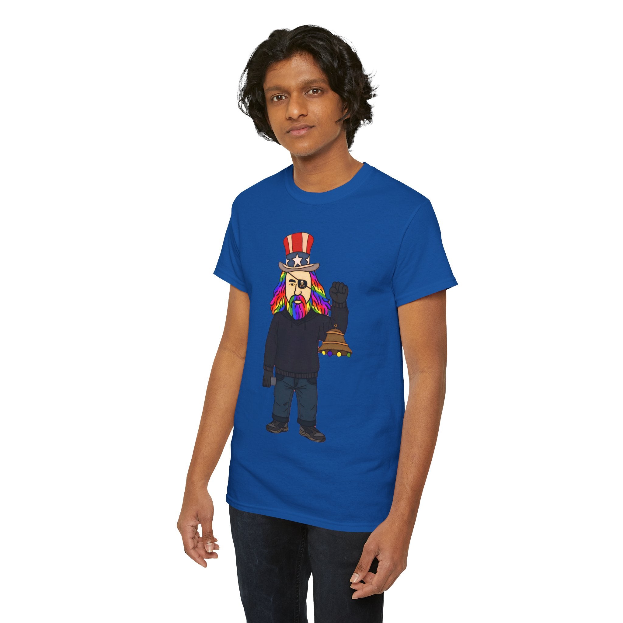 Patriotic David Tee —VOC Rainbow Beard Uncle Sam Graphic T‑Shirt