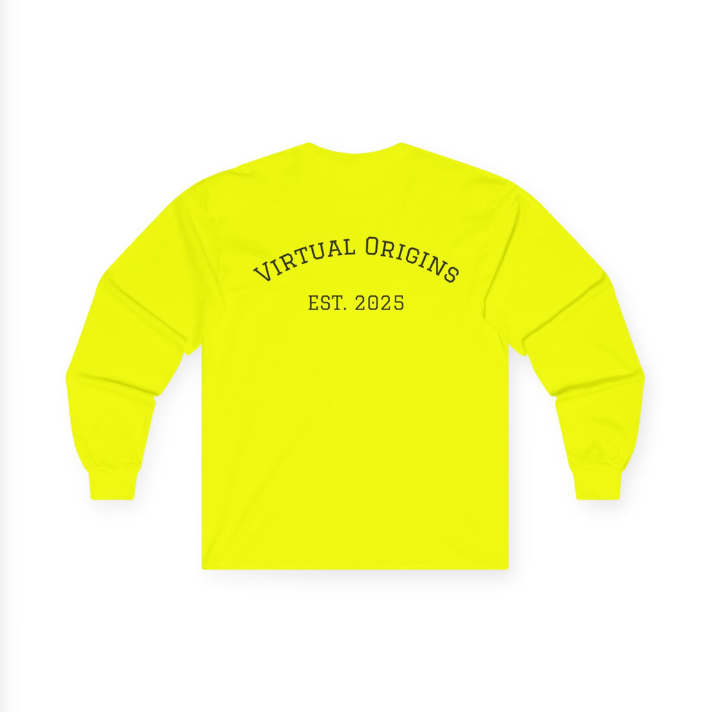 Long Sleeve Tee — 'Virtual Origins Est. 2025' Retro Adventure Graphic