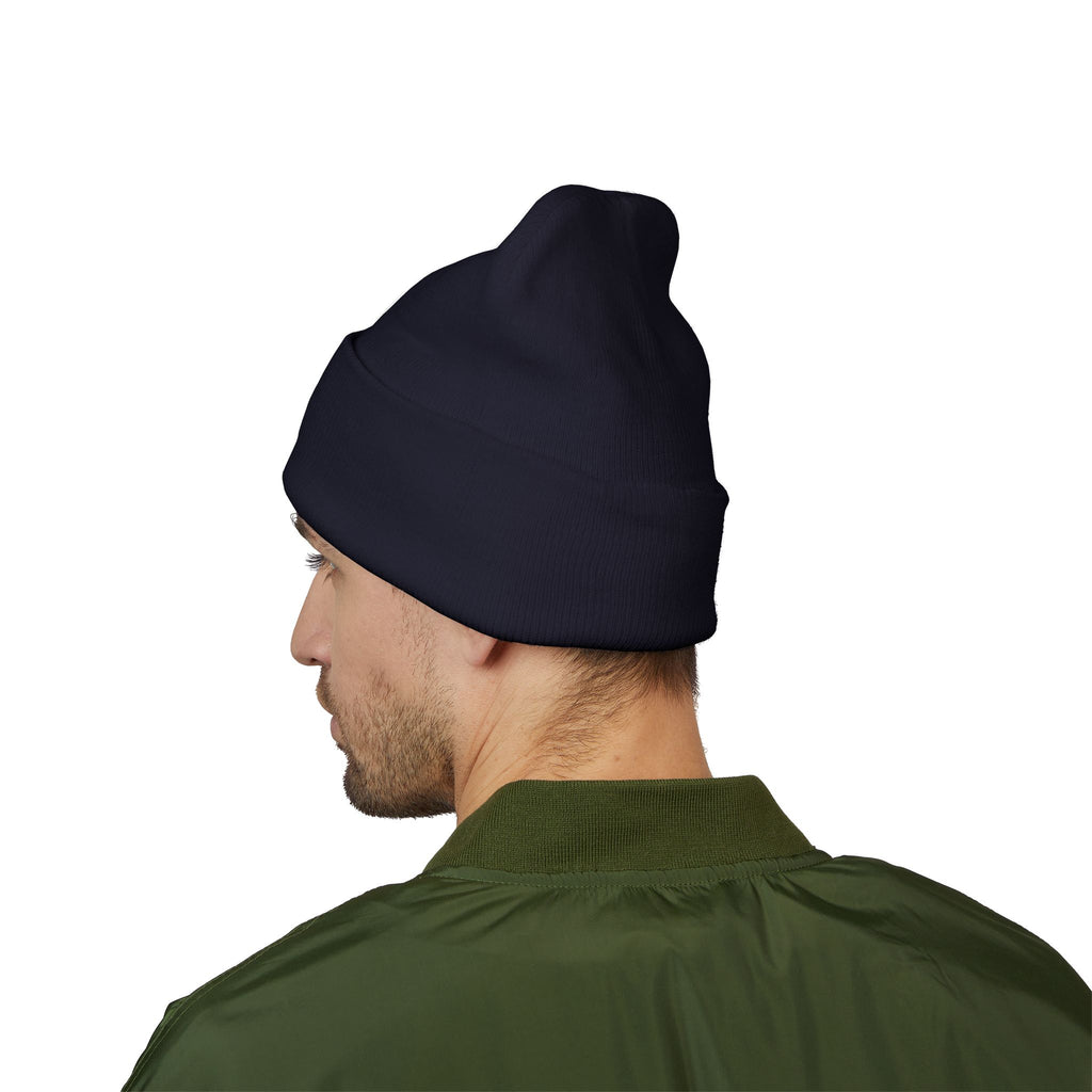 Minimalist Embroidered Cuffed Beanie — Small Bracket Logo
