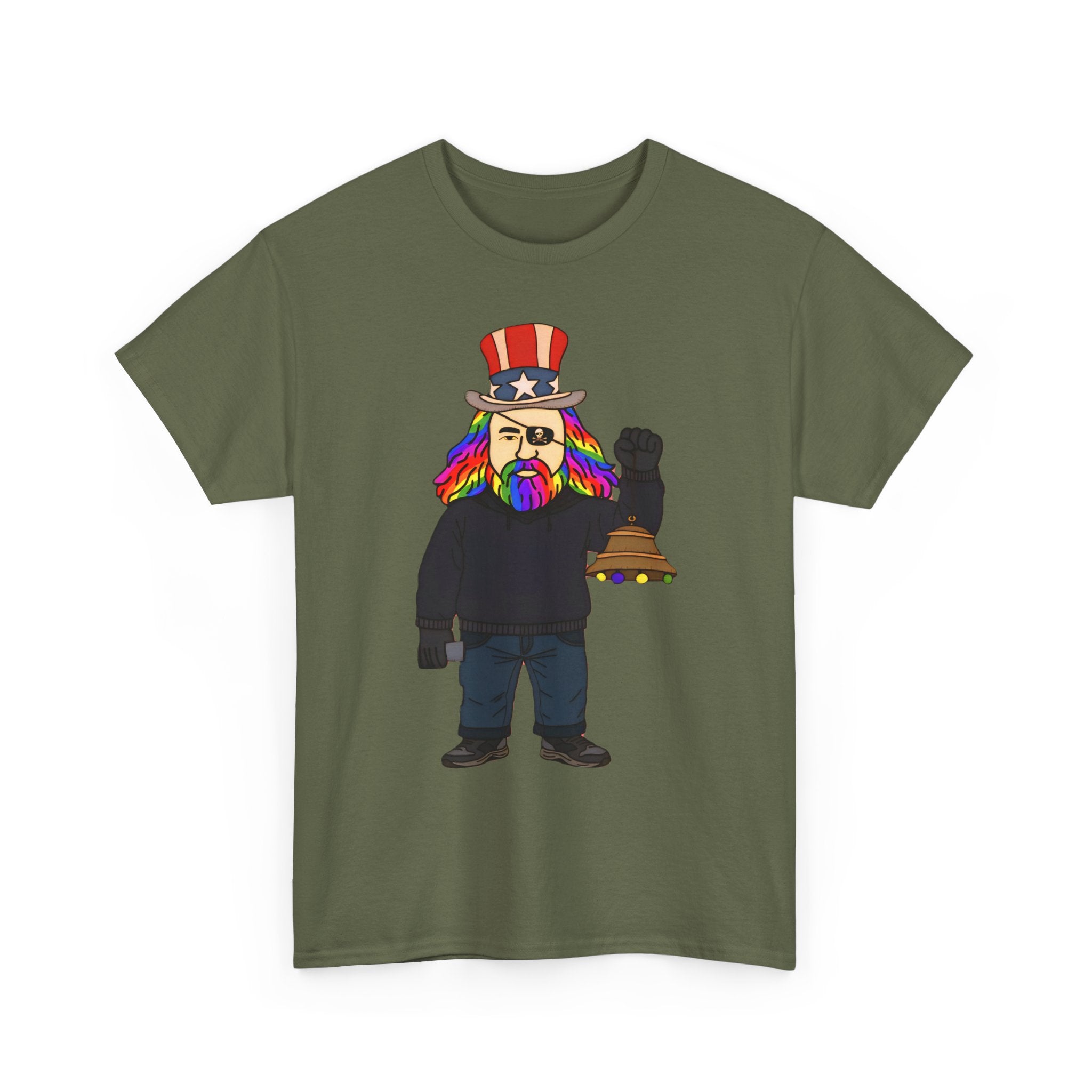 Patriotic David Tee —VOC Rainbow Beard Uncle Sam Graphic T‑Shirt